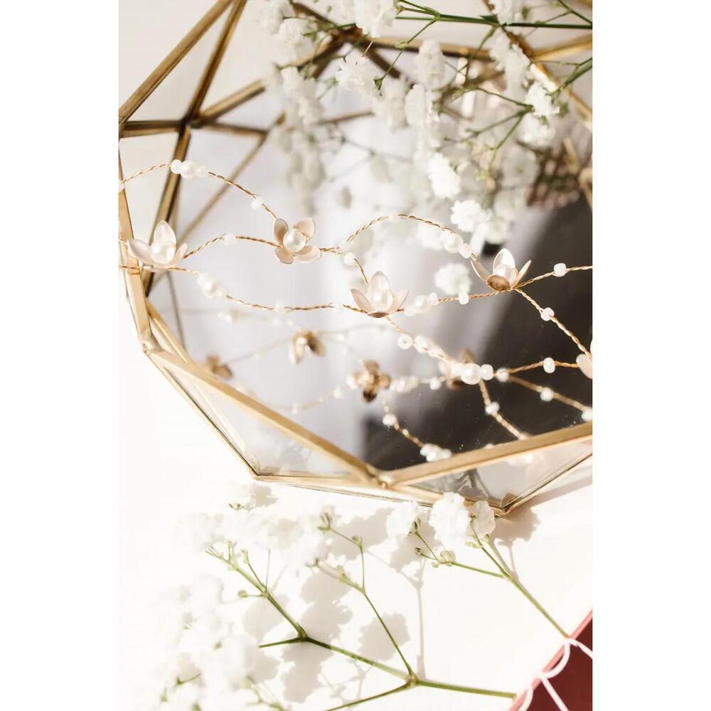 NEW ANDI women's juliette pearl blossom hair vine in gold